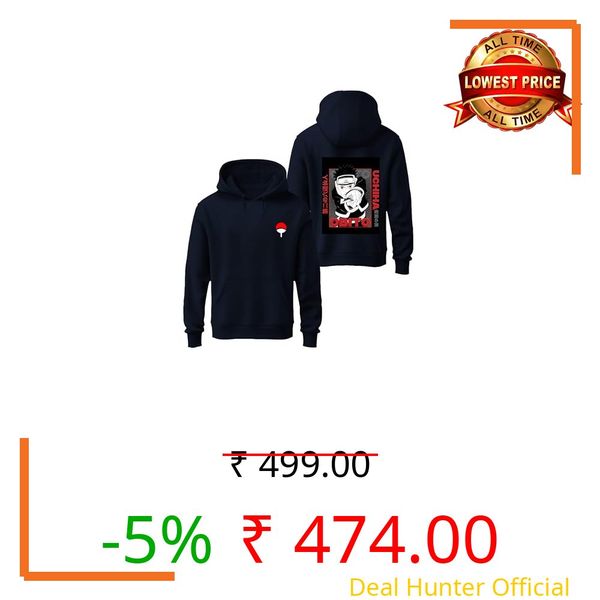 Khakey Boys Anime Hoodie – Uchiha Obito Graphic Pullover Sweatshirt with Clan Symbol – Black Navy Maroon Melange (in, Age, 17 Years, Regular, Navy)