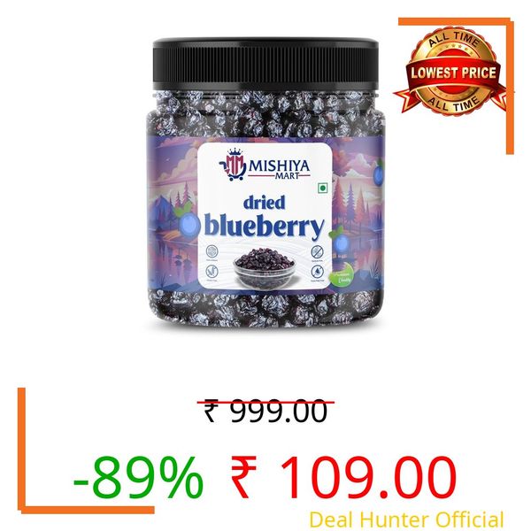 MISHIYA MART Organic Dried Blueberry 100 gm | Whole & Naturally Sweet Blueberry | High in Antioxidants & Fiber | Premium Dried Berry