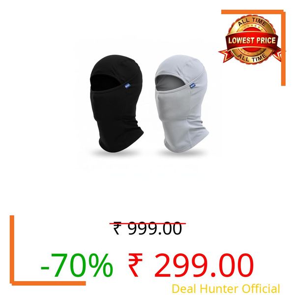 Boldfit Full Face Helmet Mask for Bikers in Riding UV Protected, Balaclava, Black Mask for Bike Riding and Cycling Accessories for Men & Women Black & Grey Pack of 2