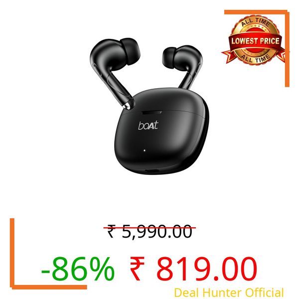Boat Airdopes Pulse, 50H Battery, ENx Tech, Beast Mode, ASAP Charge, Bluetooth Earbuds, TWS Ear Buds Wireless Earphones with mic -Shadow Black
