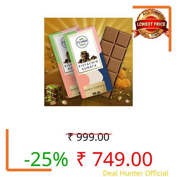 Fronia Authentic Dubai Chocolate Pistachio Kunafa Dessert – 100g (Pack of 2) | Premium Milk Chocolate & American Pistachios | Crispy Arabic Sweets | Perfect for Festivals,Corporate Gifting & Diwali