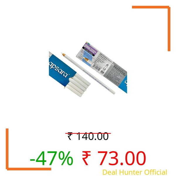 Apsara Glass Marking Pencils | White Colour | Pack of 10 | Smooth & Clear Marking on Glass, Tiles, Metal & Plastic | Durable & Easy to Use for Students, Artists & Professionals