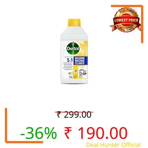 Dettol 5 in 1 Washing Machine Cleaner & Descaling Liquid for top load and front load| Lemon 250ml | Removes Limescale, Dirt and Bad odour | Kills 99.9%* Bacteria