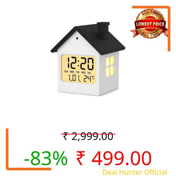 AERYS Digital Alarm Clock with Week,Date,Days-Month,Temperature Display,Compact Desk Table Clock for Students,Office,Bedroom,Living Room,Home Decor,Corporate Use (Dream Home Clock)