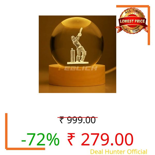 FEBLICH 3D Viratt Kohlii Crystal Ball Night Lamp, Solar System Viratt Kohlii Crystal Ball Night Light, USB Table Colorful Led Wooden Crystel Ball for Home, Office, Birthday Gift