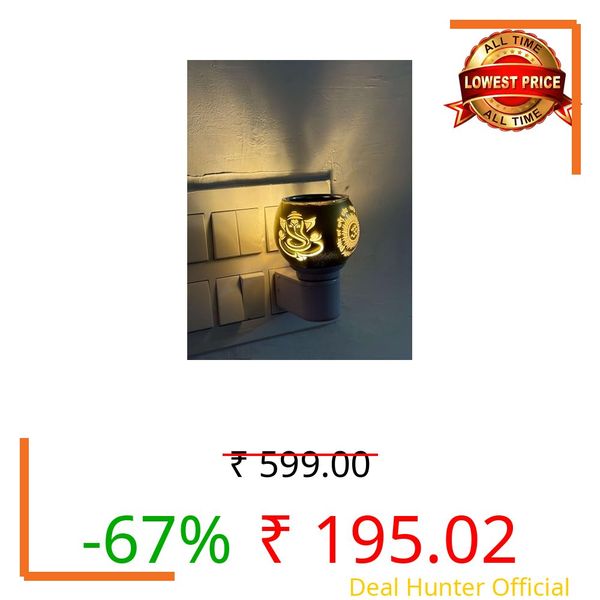 Camphor Diffuser - Kapoor Dani Camphor - Aroma Diffuser for Home - Kapur Burner - Kapurdani Light Lamp - Electric Camphor Diffuser for Home (Golden Om Ganesha)