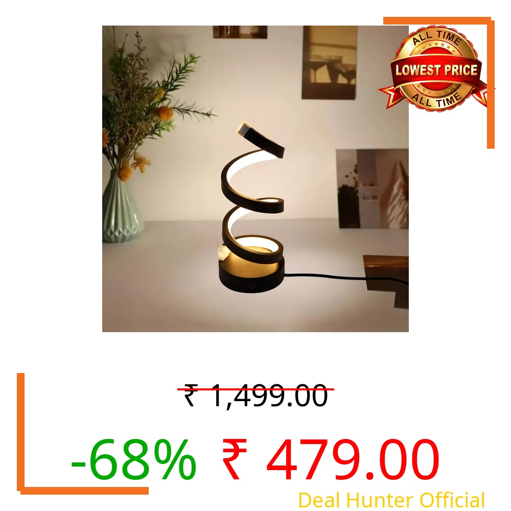 One94Store Spiral Twist LED Table Lamp – Modern Acrylic Decorative Night Light with Warm White Glow for Bedroom, Living Room, Festive Decoration & Home Décor