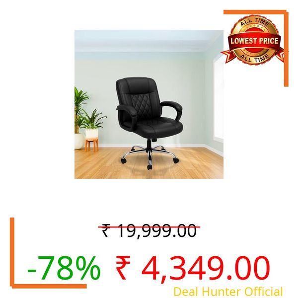 activa Ergonomic Office Chair with Premium Leatherette & Padded Seat | Adjustable Height | Desk Chair for Work/Study | Chairs for Workstations (Galaxy, Jet Black)
