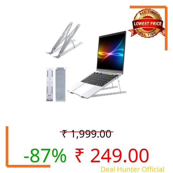 Onscare Adjustable Aluminum Laptop Stand 7 Angle Ergonomic Foldable Portable Riser Holder for Desk, Compatible with MacBook, Dell, HP, Lenovo & All Laptops/Tablets (Silver)