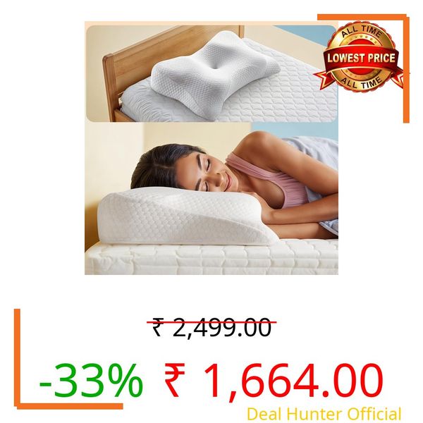 Sleepyhead Yawn Winged 3D Support Butterfly Memory Foam Pillow - Ergonomic Neck & Shoulder Support, Orthopedic Pain Relief, High-Density Cooling | 26 x 15 Inch | White | 1 Year Warranty