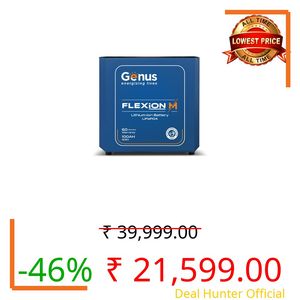 Genus Flexion M 100Ah 12.8V LifePO4 Lithium-ion Solar Compatible Inverter Battery Upto 12 Years Battery Life & 60 Months Warranty for Home & Office
