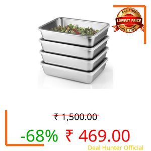 GAURINANDAN 2000ML Stainless Steel Fridge Food Storage Container with Transparent Lid | Airtight Leakproof Tray for Kitchen, Microwave, Freezer, Dishwasher Safe (4)