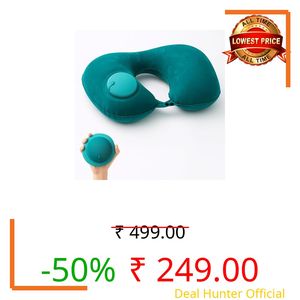 Aakarit Travel Neck Pillow with Built in Pump Car Button Soft, Portable & Comfortable Support Cushion for Travel, Office & Car Seat | Multicolour