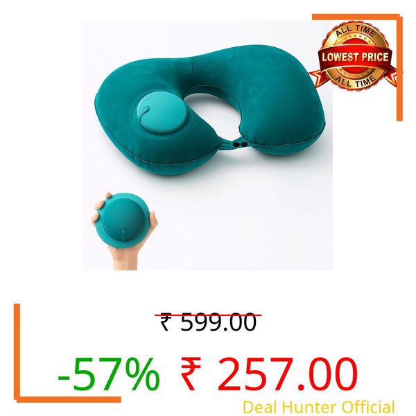 Aakarit Travel Neck Pillow with Built in Pump Car Button Soft, Portable & Comfortable Support Cushion for Travel, Office & Car Seat | Multicolour