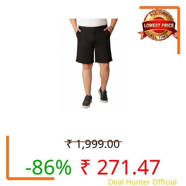 OOMPH! Men’s Short for Summer | Stretchable Fabric | Breathable & Lightweight | Casual Lounge Short with Elastic Waistband & Drawstring Black