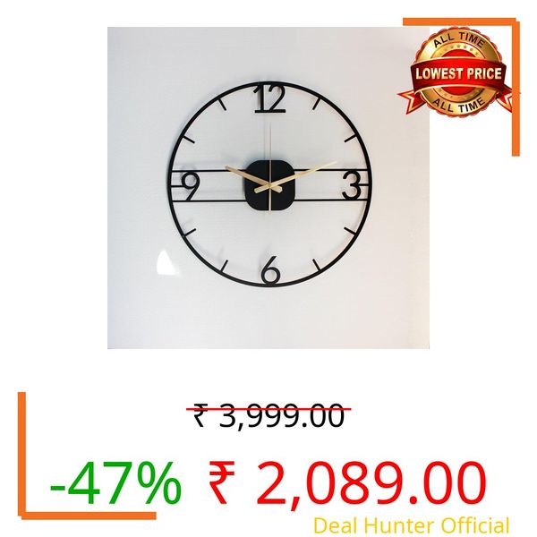 Cartvilla Morden Metal Wall Clock for Living Room, Bedroom, Office, Kitchen, Stylish Wall Clock for Home and Hall, Designer Big Size Modern (DA-221, 60 CM)