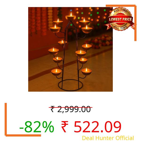 CraftVatika Festive Decor, Tealight Candle Holder Set of 13 Holder Diwali Decoration Items, Diwali Decor Items, Christmas Decor Items for Living Room Center Table, Return Gifts for Family and Friends