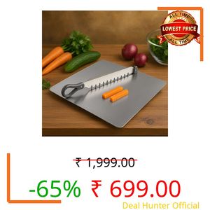Swimero Cut N Chop Premium Vegetable Cutter with Chopping Board | Stainless Steel Multi-Blade Salad & Herb Chopper | Rustproof Kitchen Slicer