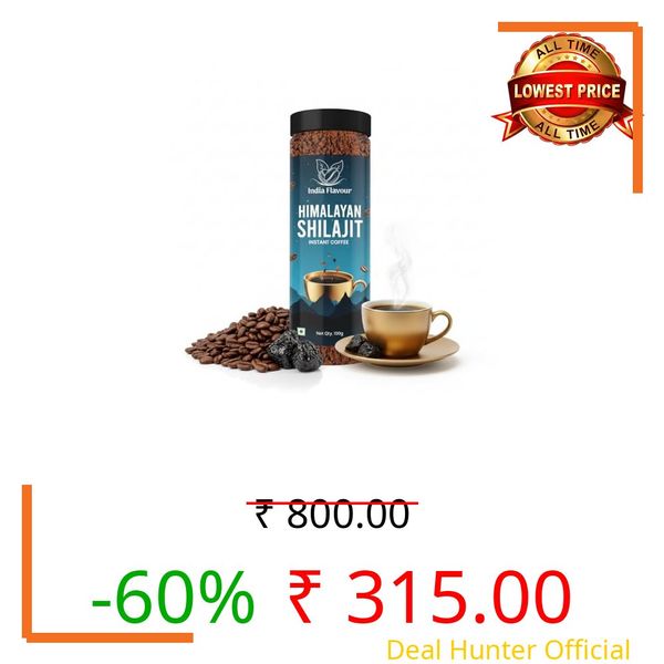 India Flavour Shilajit Instant Black Coffee – 30% Shilajit in 100g | Aromatic Hot & Cold Coffee, Good for Beginners, Energy & Stress Relief | 100g (Pack of 1)