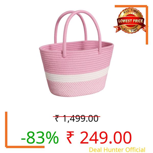 DYARCHY Handmade Cotton Rope Tote Bag | Eco-Friendly Multipurpose Handbag for Women | Casual Shoulder Bag for Shopping, Picnic, Travel & Everyday Use (PINK)