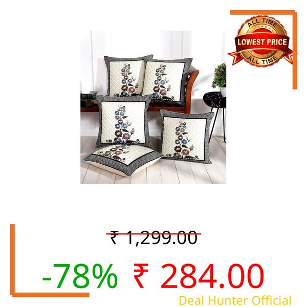BLUEDOT Home Decorative Floral Printed Cushion Covers Set of 5 (16x16 inches), Multicolor,CCN3