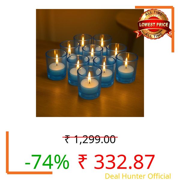 Pure Source India Tea Light Votive Glass Candle Holders – Perfect for Diwali, Weddings, Spa & Holiday Décor (Pack of 16, Blue)