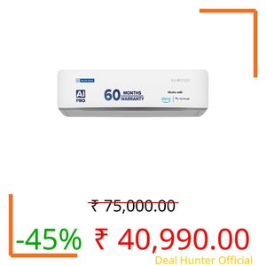 Blue Star 1.5 Ton 5 Star, 60 Months Warranty, Wi-Fi Smart Inverter Split AC (Copper, Convertible 5 in 1 Cooling, AI Pro, DigiQ Hepta Sensors, 4 Way Swing, IE518ZNURS, White)