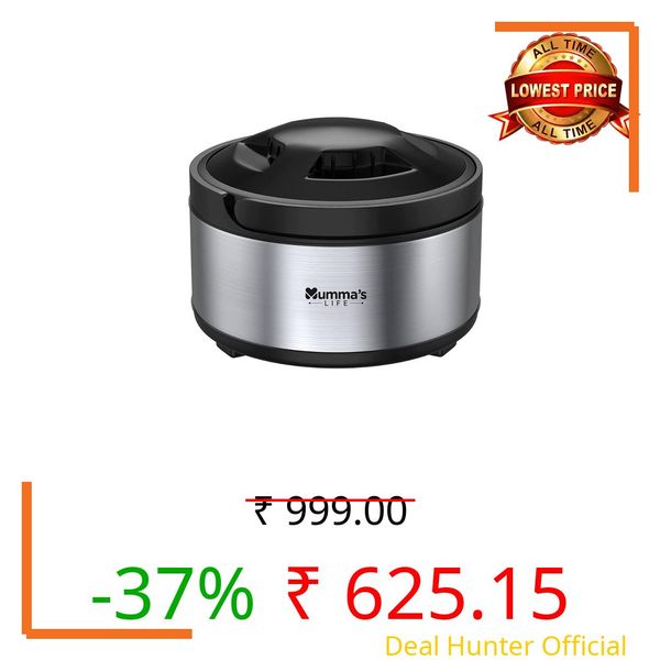 Mumma's LIFE Stainless Steel Thermoware Casserole with Lid for Roti/Chapati | Double Wall Insulated Hot Pot for hot Meal (5500 ML)