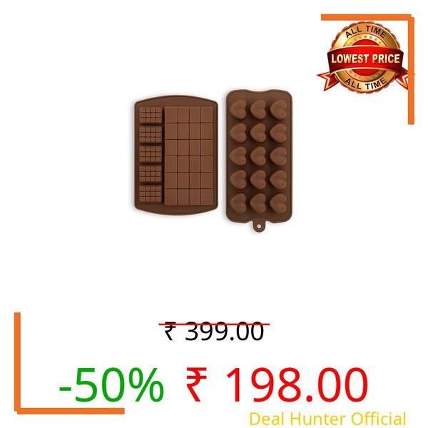 Kitchen Expert Silicone Chocolate Moulds | Set of 2 | Flexible, Non-Stick Chocolate Making Molds for Candy, Jelly & Ice | Reusable Baking Trays | Perfect for Homemade Chocolates, Candies & More