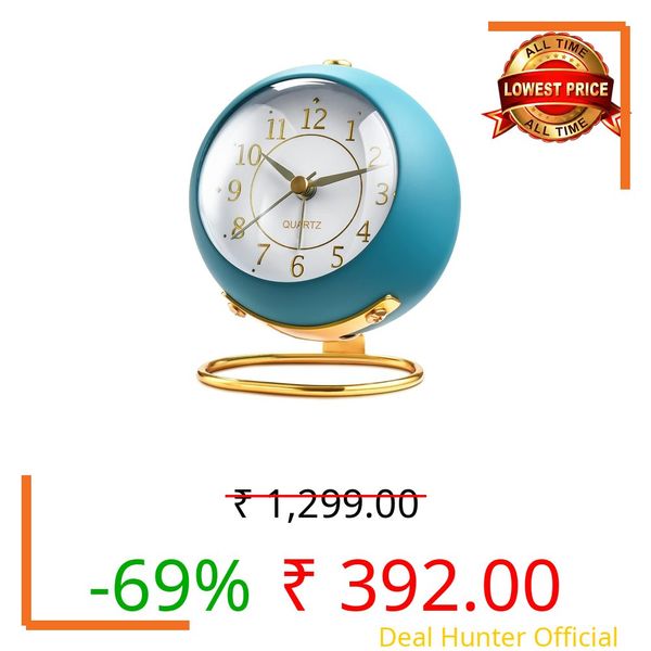 Kadio Classic Table Alarm Clock | Battery Operated Silent Operation Non-Ticking Alarm Clock with Backlight HD Glass | Stylish Snooze Clock for Bedroom, Home, Kitchen & Indoor Use (KD-508Purplee)