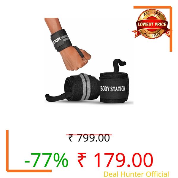 Bodystation Pro Weightlifting Wrist Wraps with Thumb Loop | Adjustable Gym Wrist Support for Men & Women – Powerlifting, Crossfit, Strength Training & Pain Relief