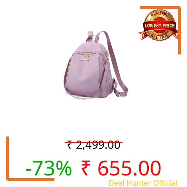 Global Impex Ethnic Style Waterproof Oxford Backpack | Ladies Fashion Travel Canvas Bag | Large Capacity Nylon Collage Bagpack | Girls Printed Laptop Backpack (Orchid Lilac)