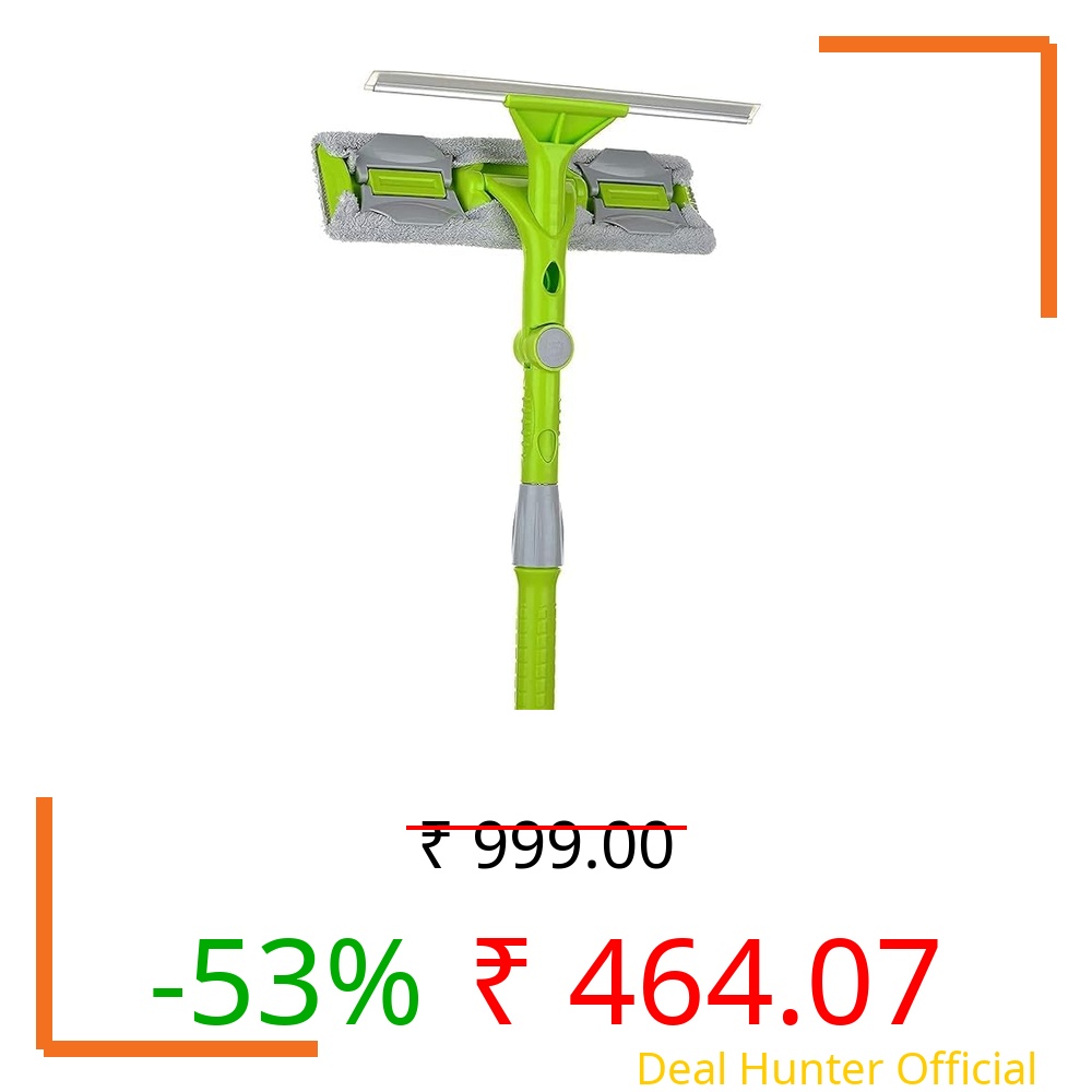 JAMBUVANTI- Stretch Rotatable Cleaning Mop Glass Wiper Window Cleaner Long Handle Double Side Design Kitchen Bathroom Tool Solar Panel Cleaner Multicolor (Glass Wiper Window Cleaner)