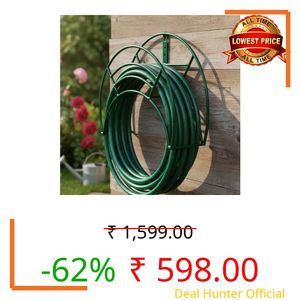 RSP Home Decor | Watering Hose Reel- Garden hose holder indoor/outdoor wall mount hanging | PIPE HOLDER WALLMOUNTED GREEN (PACK OF ONE)