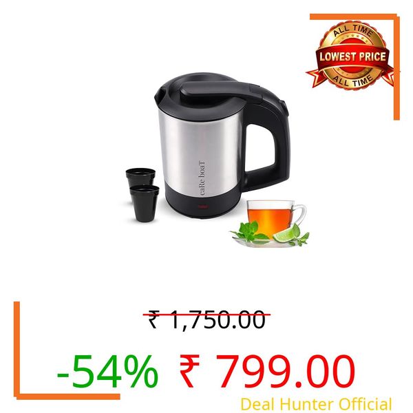 caRe boaT TEK-05 Small Electric Kettle, Black, 500mL Capacity, 800W, Rapid Boil, Portable Design with 2 Cups, for Travel, Office, Dormitory,Use to Boil Water,Tea,Coffee,Milk,Melt Butter and Cereals