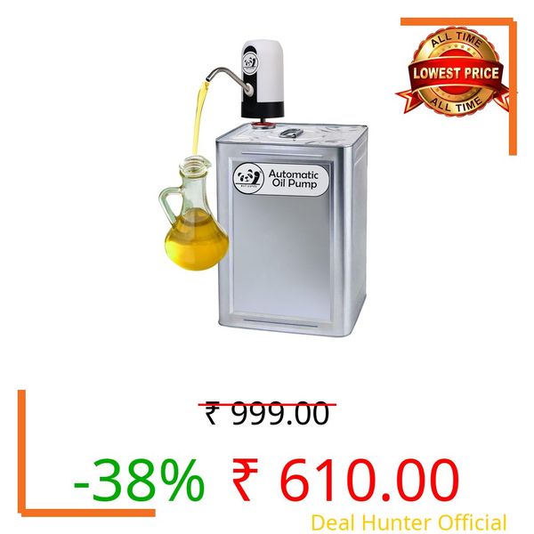 Oil Panda Automatic Stainless Steel Oil Dispenser Pump for 15 L/kg Tin | Wireless USB Rechargeable Touch with Food Grade Flexible Pipe | Spill Control Tap | Fast Continuous Flow | Oil Transfer Device