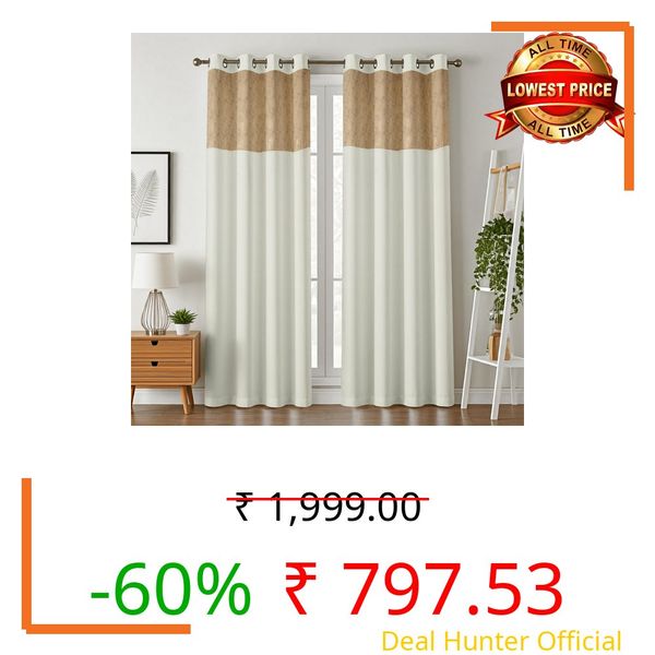 IVAZA Dual-Tone Design 100% Complete Blackout Curtains - Room Darkening Curtain for Long Door -, Heavy Blackout, Thermal Insulation Curtains,Black Out Curtains 9 feet Long Set of 2 Cream