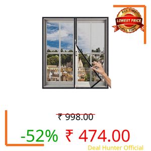 Woodluck Zipper Mosquito Net for Window | Height 3ft x Width 6ft | Color-Black | Customizable Easy Install Mesh Screen with Double Zipper Hook | Window Net Protect Home from Mosquitoes & Insects