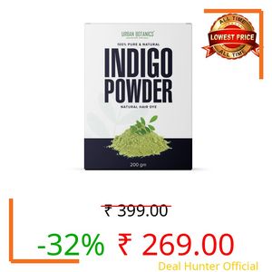 UrbanBotanics 100% Raw & Natural Indigo Powder for Natural Hair Color, Organic & Chemical-Free, For Men & Women, 200g