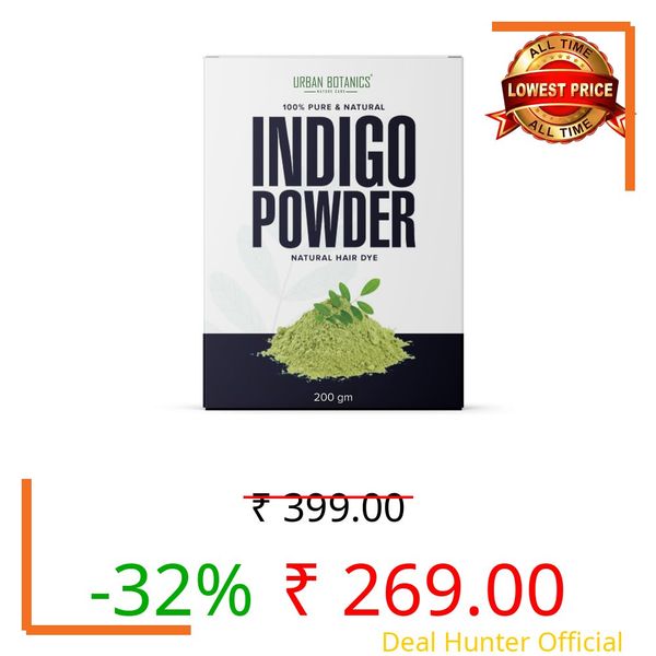 UrbanBotanics 100% Raw & Natural Indigo Powder for Natural Hair Color, Organic & Chemical-Free, For Men & Women, 200g