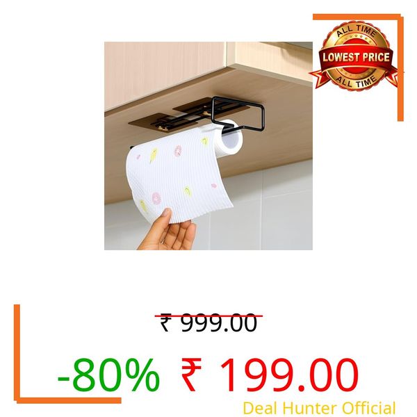 Yumun Self Adhesive Wall Mounted 3 in 1| Kitchen Towel Holder | Tissue Paper Roll Holder | Wall Mounted & Self Adhesive | Paper Towel, Foil & Napkin Holder for Kitchen