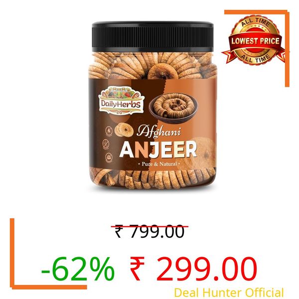 DailyHerbs Dry Figs Afghani Anjeer 500gm | Medium Size Figs Rich Source of Vitamins & Dietary Fiber | Healthy Snack | Low in Calories | Fat Free - Jar Pack OF 1