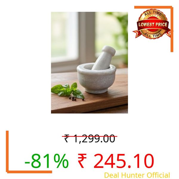 GE CRAFTS marble art Premium 3x4 Inch Kharal, Okhli, khalbatta White Marble Mortar and Pestle Set, for Grinding Spices, Herbs Natural & Traditional Grinder (3X4 Inch) (white)