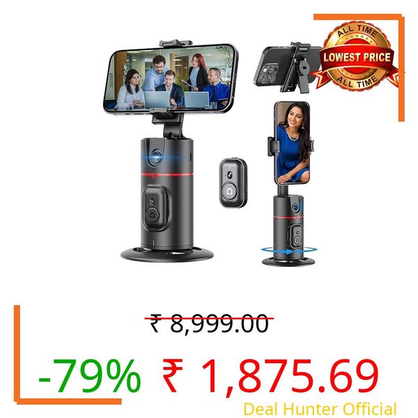 Kratos Ai Powered Auto Face Tracking Tripod,360° Rotation Mobile Holder for Smart Video Shoot with Remote,No App Needed,Gimbal Stabilizer with Gesture Control for Vlog, Streaming & Video Recording