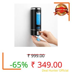 ABS Liquid Soap Dispenser Wall Mounted for Bathroom & Wash Basin | Handwash Bottle Holder, Shampoo & Sanitizer Dispenser for Kitchen, Toilet & Shower Use (Black)