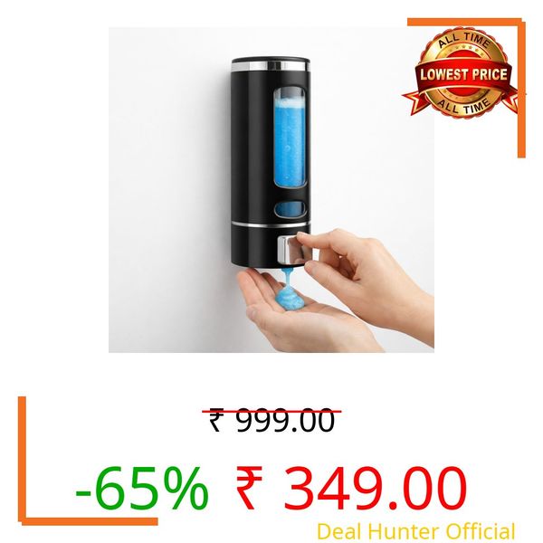 ABS Liquid Soap Dispenser Wall Mounted for Bathroom & Wash Basin | Handwash Bottle Holder, Shampoo & Sanitizer Dispenser for Kitchen, Toilet & Shower Use (Black)