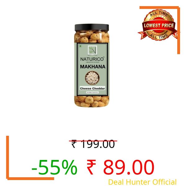 NATURICO Premium Roasted Flavoured Makhana | Cheese Cheddar Flavoured | Fox Nuts | Healthy, Low Calorie, High Protein Indian Snack | Cholesterol & Gluten Free | Ideal for Fasting & Dieting | 70 g JAR |