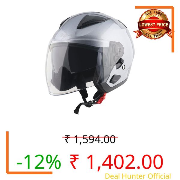 Vega VO 03 Swift Dual Visor Open Face Motorcycle Helmet with Lightweight Shock-Absorbing Shell, Comfortable Interior, Ventilated Fit, Trendy Anthracite Finish Anthracite XL