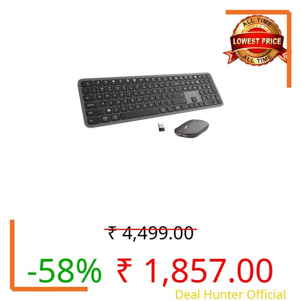 Zebronics Wireless Keyboard & Mouse Combo, 2.4GHz + Multi BT Toggle, Scissor Switch, Mac & Win Toggle, UV Coated Keys, Multimedia Keys, Upto 1600DPI, Type-C Charging, High Precision (Companion 5002)