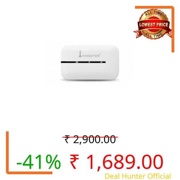 KINGSTER 4G LTE Portable WiFi Hotspot with SIM Slot | Pocket WiFi Router | All SIM Support | Up to 150Mbps Speed | 2100mAh Battery | Wireless Internet Dongle for Travel, Laptop & Home